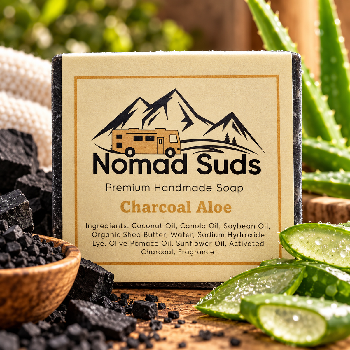 Charcoal Aloe  Handmade All Natural 5oz Soap
