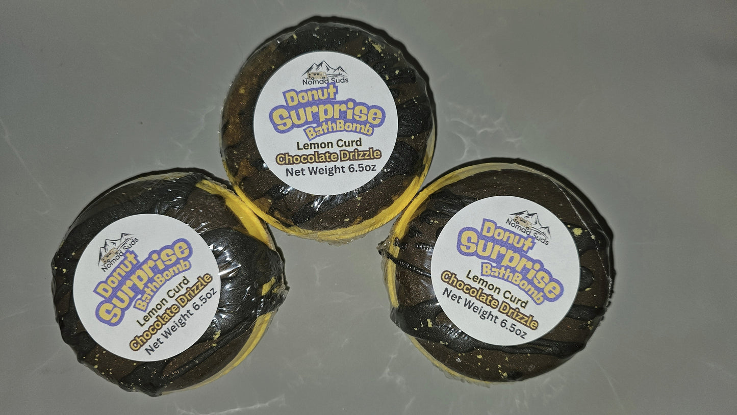 Lemon Curd Chocolate Drizzle Donut Surpirse