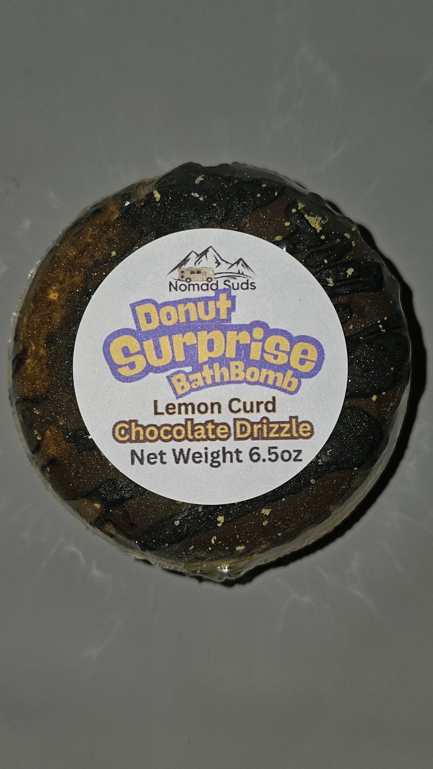 Lemon Curd Chocolate Drizzle Donut Surpirse