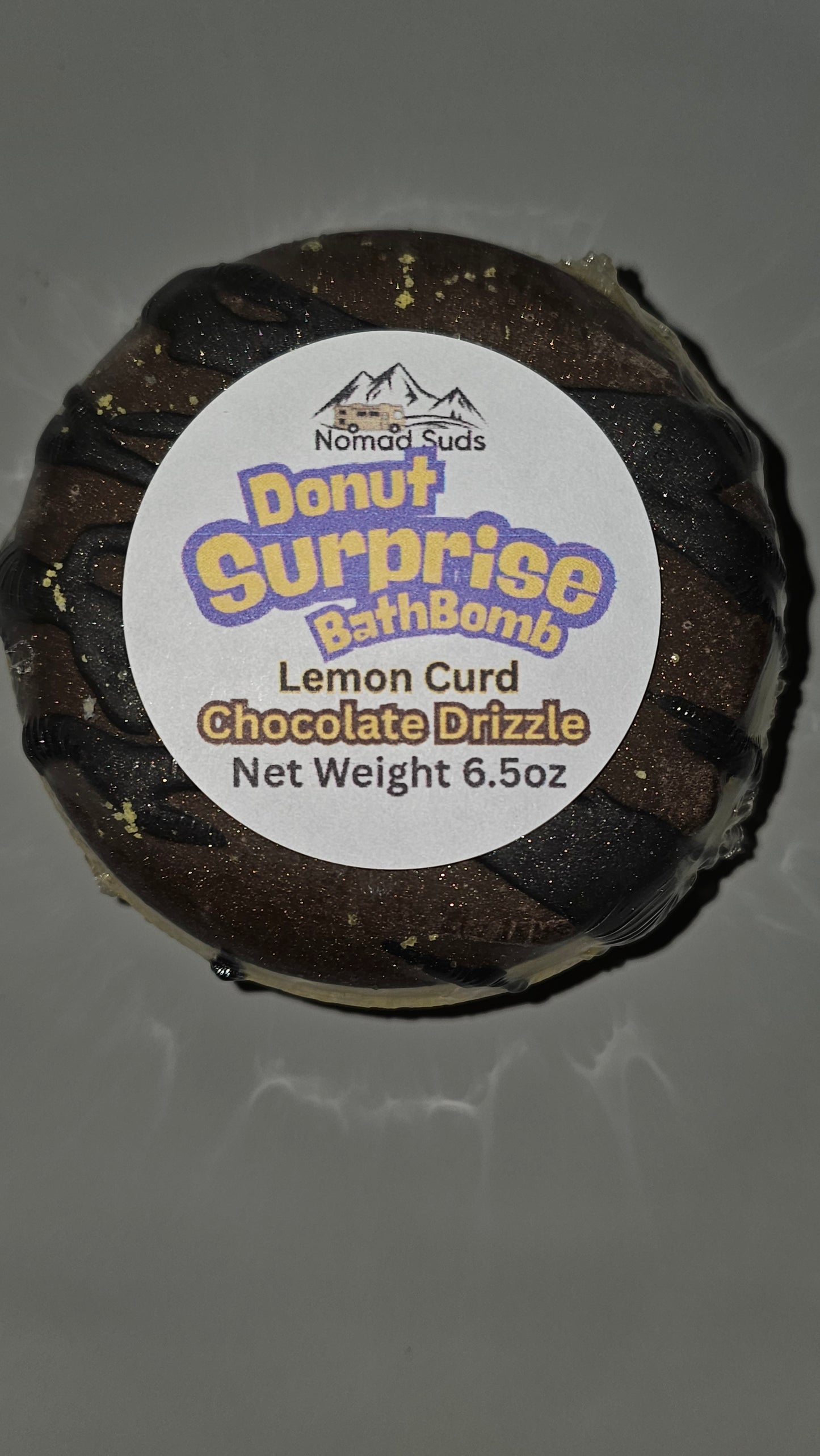 Lemon Curd Chocolate Drizzle Donut Surpirse